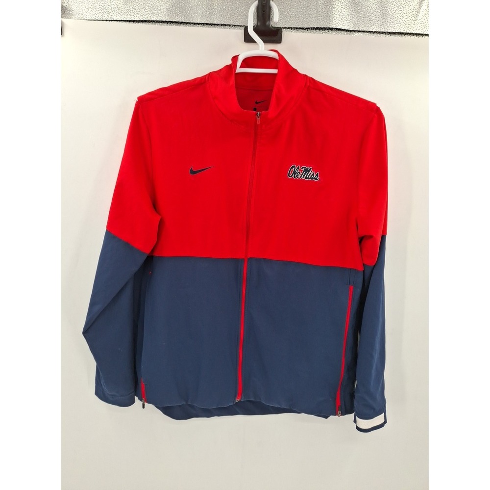 Nike On-Field Ole‎ Miss Full Zip Jacket Mens XL Red Blue Colorblock Collegiate